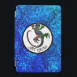 Art Gecko  iPad Mini Cover<br><div class="desc">Art Gecko
This phone case is decorated with a beautiful sparkling multicolor gecko silhouette in a circle. The background is a glitter blue pattern reminding water.
The funny text saying “Art Gecko” is a reference to “Art Deco”,  you can customise it as you want.</div>