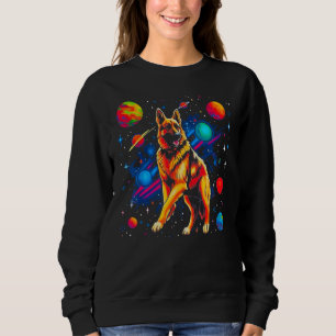 Art German Shepherd Dog Cosmos Galaxy Space Planet Sweatshirt