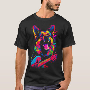 Art German Shepherd Dog Guitar T-Shirt