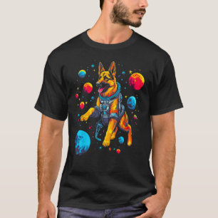 Art German Shepherd Dog Space Planet T-Shirt