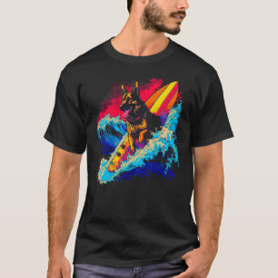 Art German Shepherd Dog Surf Surfing T-Shirt