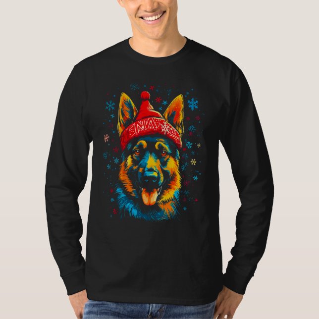 Art German Shepherd Dog Xmas T-Shirt (Front)