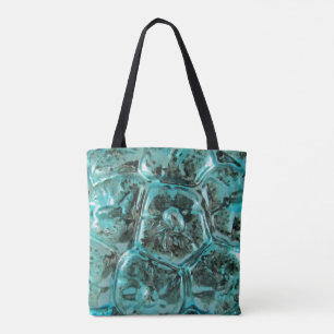 Art Glass Aqua Teal Blue Jewel Crocodile Skin Tote Bag
