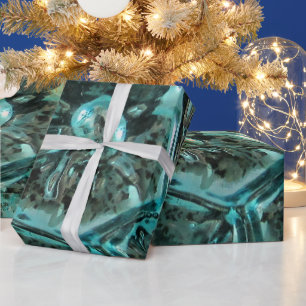Art Glass Blue Green Jewel Turtle Aqua Christmas Wrapping Paper