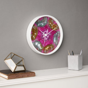 Art Glass Bubble Gum Pink Jewel - numbers Clock