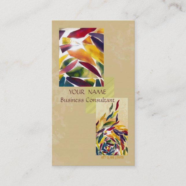 Art Glass Leaves Modern Excellent Business Card (Front)