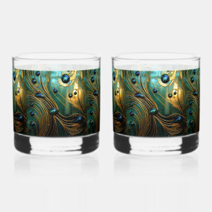 Art Glass Turquoise Gold Green Abstract