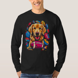 Art Golden Retriever Dog American Football T-Shirt