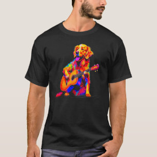 Art Golden Retriever Dog Guitar T-Shirt