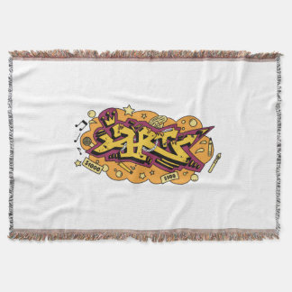 Art graffiti hand drawing throw blanket