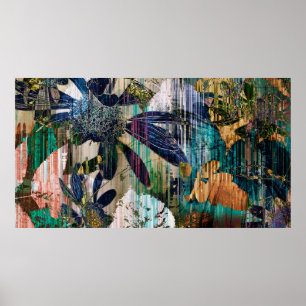 art graphic and watercolor autumn colourful backgr poster