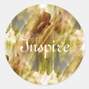 art green, brown hand paint background seamless classic round sticker
