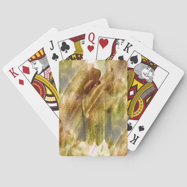 art green, brown hand paint background seamless playing cards (Back)