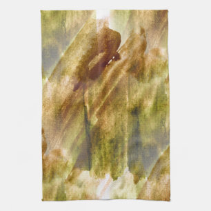 art green, brown hand paint background seamless tea towel
