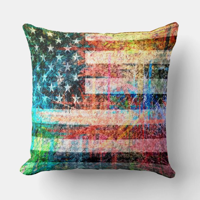 Art Grunge American Flag #3 Cushion (Front)