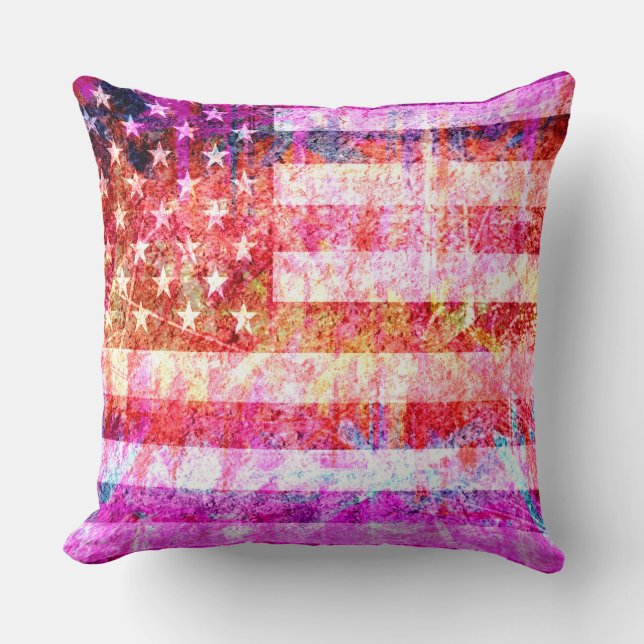 Art Grunge American Flag #4 Cushion (Front)