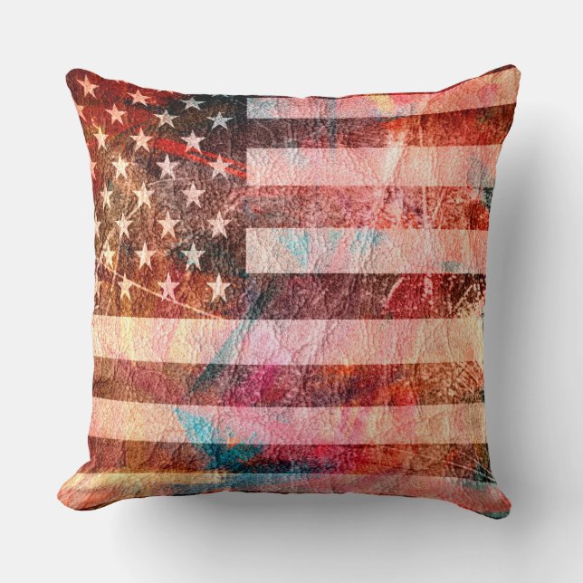 Art Grunge American Flag #5 Cushion (Front)