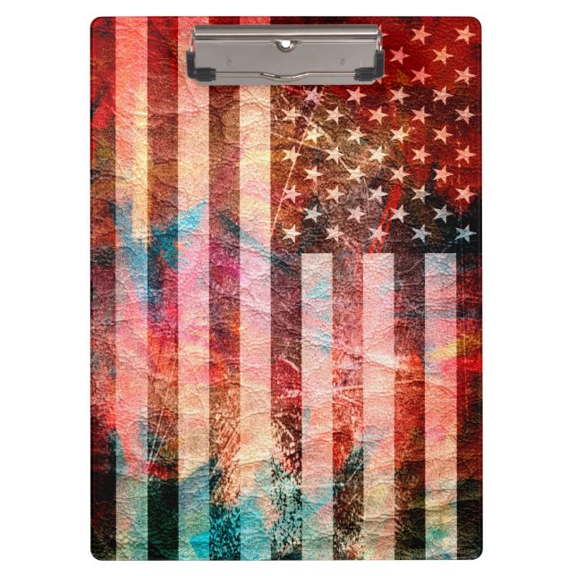 Art Grunge American Flag #6 Clipboard (Front)