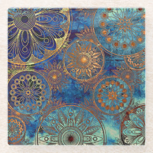 Art grunge pattern glass coaster