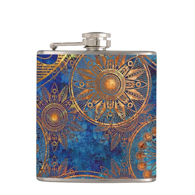 Art grunge pattern hip flask (Front)