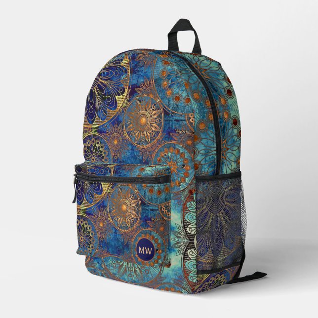 Art grunge pattern printed backpack (Back Corner Right)