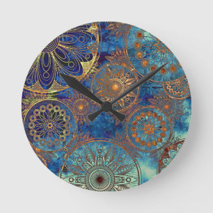 Art grunge pattern round clock