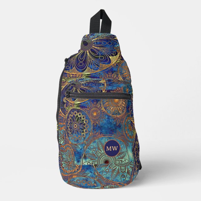 Art grunge pattern sling bag (Front)