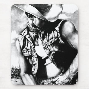 Art hand--drawn masculine western cowboy cool mouse pad