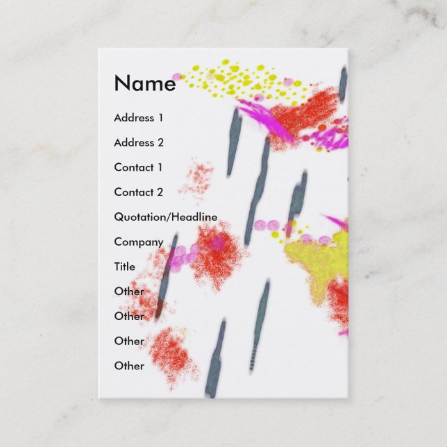 Art Happens Colour Splash Business Card (Front)