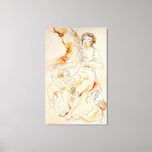 ART - HARRIET DAVIDSOHN - A STUDY: MOTHER CHILDREN CANVAS PRINT