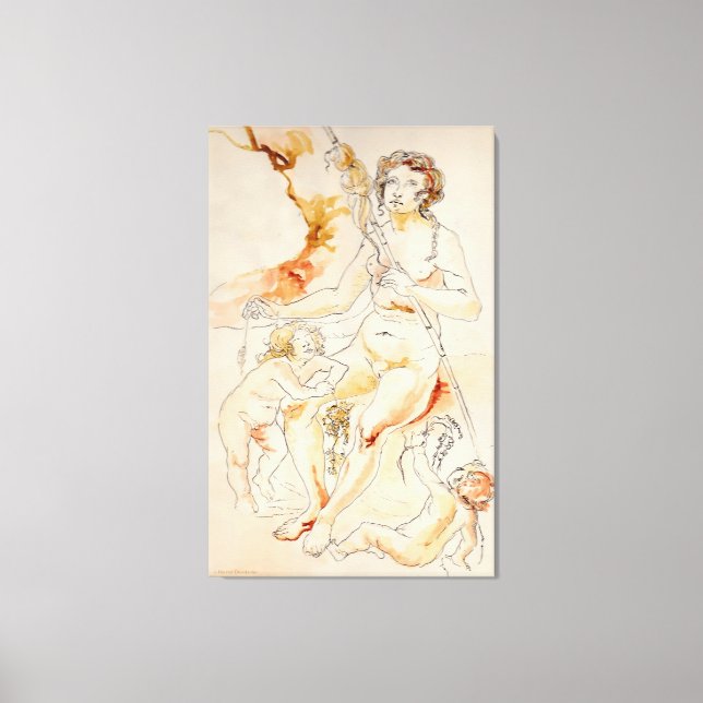 ART - HARRIET DAVIDSOHN - A STUDY: MOTHER CHILDREN CANVAS PRINT (Front)