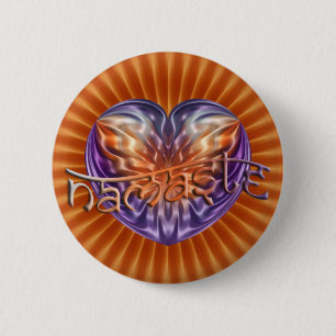 ART Heart NAMASTE darkorange flower 6 Cm Round Badge