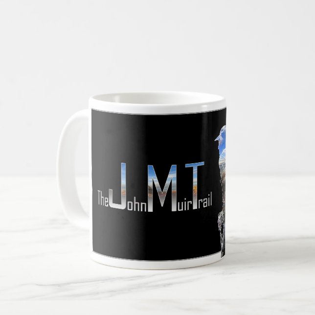 Art - Hiker Silhouette - John Muir Trail Text Coffee Mug (Front Left)