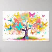 Art illustration of a paint splattered tree