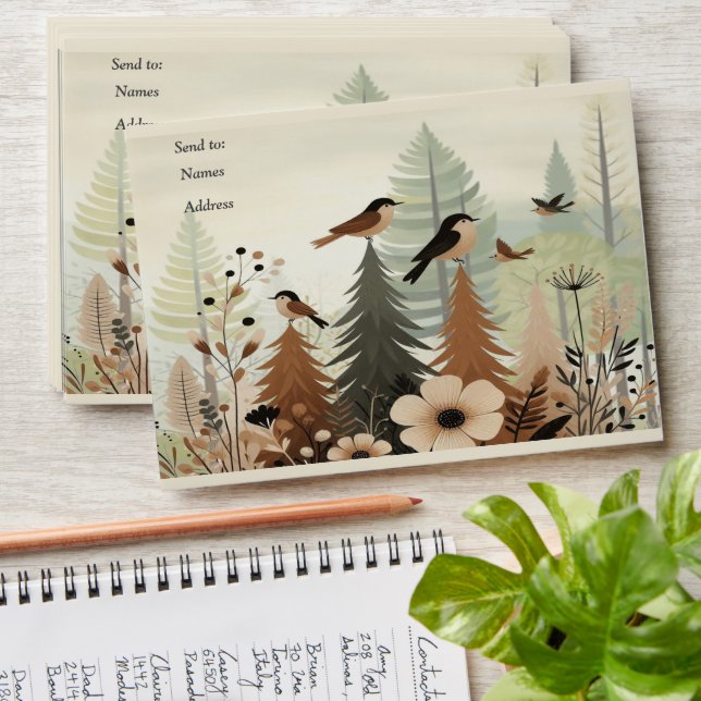 Art illustration of modern-style simplistic birds envelope (Stacked)