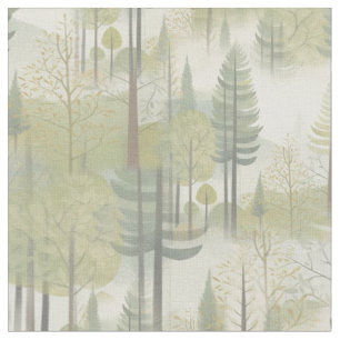 Art illustration of pine trees in a modern-style fabric