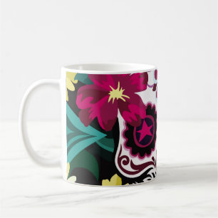 art illustration of skull ornamentsflower, skull, coffee mug