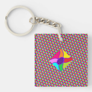 Art in bright dazzling mixed colors and pattern Key Ring