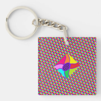 Art in bright dazzling mixed colors and pattern Key Ring