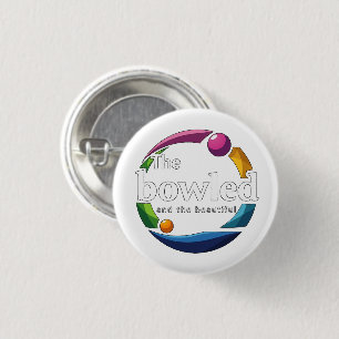 "Art in Motion: Circular Lawn Bowls Bowled Logo, 3 Cm Round Badge