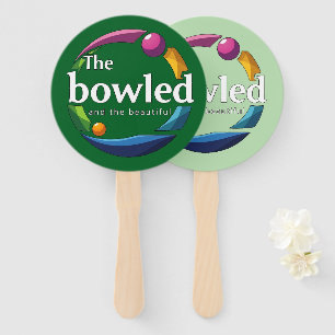 "Art in Motion: Circular Lawn Bowls Bowled Logo, Hand Fan