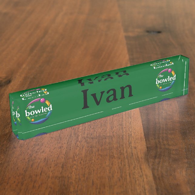 "Art in Motion: Circular Lawn Bowls Bowled Logo, Nameplate (Side)