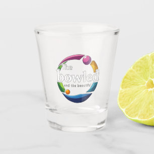 "Art in Motion: Circular Lawn Bowls Bowled Logo, Shot Glass