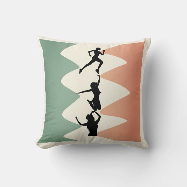 Art in Motion Geometric Silhouette Pillow (Front)