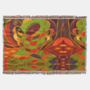 Art inspired deep rustic earth coloured designs throw blanket