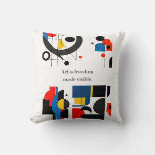 “Art Is Freedom Made Visible” Quote on Abstract Ge Cushion