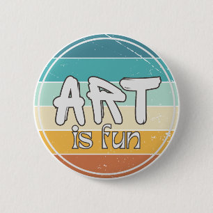 Art is fun, Colourful Round Retro Design 6 Cm Round Badge