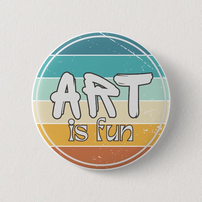 Art is fun, Colourful Round Retro Design 6 Cm Round Badge (Front)