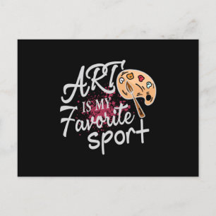 Art Is My Favorite Sport red Splash Postcard