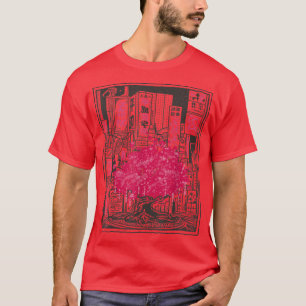 Art Japanese Cherry Blossom Tree City Sakura Anime T-Shirt